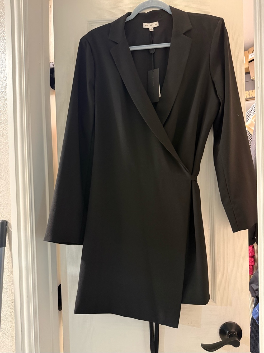 Gianni Bini Black Long Sleeve Wrap Blazer Dress